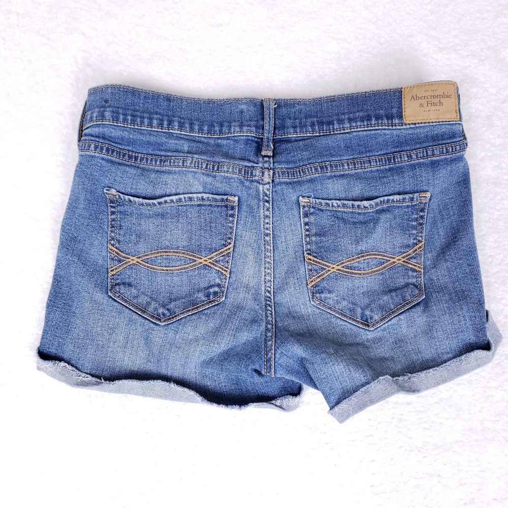 Abercrombie Fitch Distressed Jean Shorts Rolled Hem Casual Grunge Women Size 4 - Picture 8 of 9